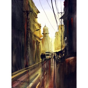 Sarfraz Musawir, Walled City-Lahore II, 11 x15 Inch, Watercolor on Paper, Cityscape Painting, AC-SAR-091